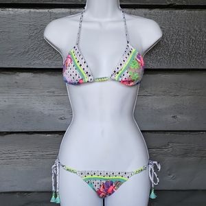 VICTORI'S SECRET Patchwork Tassel 2PC Bikini XS/S